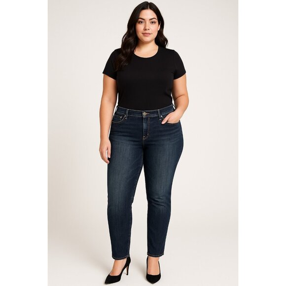 Rock Republic Berlin Women's Blue Dark Wash Denim Jeans Size 14 Skinny - Picture 1 of 9